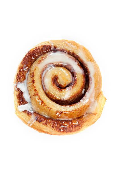 A sweet morning treat shot from above isolated on a white background